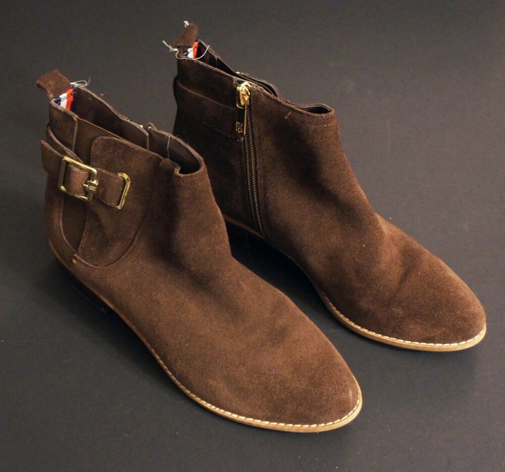 Tommy Hilfiger Ladies Ankle Boots Women's Size 7M Brown Leather